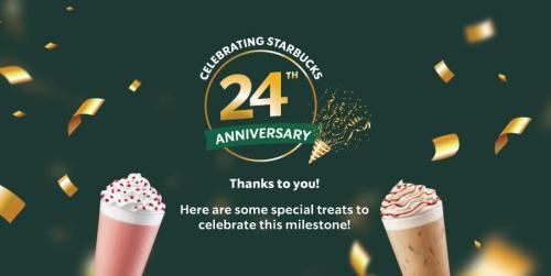 Starbucks 24th Anniversary Promotion 2 Beverages for RM24 (16 Dec 2022 - 18 Dec 2022)