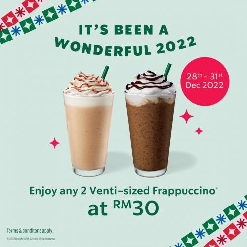 Starbucks 2 Venti-Sized Frappuccino For RM30 Promotion (28 Dec 2022 - 31 Dec 2022)