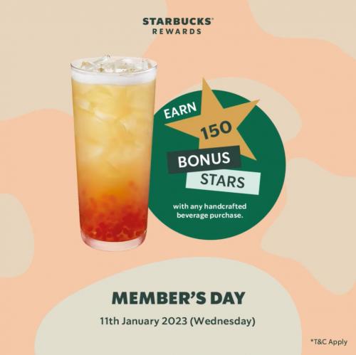 Starbucks Member's Day Promotion Earn 150 Bonus Stars (11 Jan 2023)