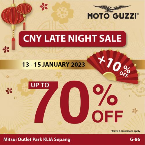 Moto Guzzi CNY Late Night Sale Up To 70% OFF at Mitsui Outlet Park (valid until 15 Jan 2023) Moto Guzzi CNY Late Night Sale Up To 70% OFF at Mitsui Outlet Park (valid until 15 Jan 2023)
