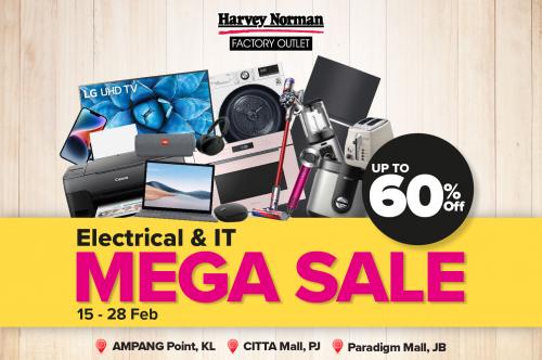 Harvey Norman Factory Outlet Electrical & IT Mega Sale Up To 60% OFF (15 Feb 2023 - 28 Feb 2023)