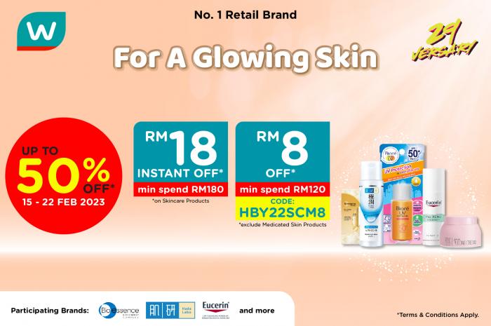 Watsons Skincare Fair Sale Up To 15% OFF (15 Feb 2023 - 22 Feb 2023)
