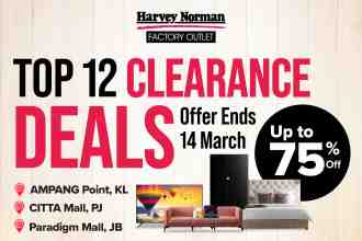 Harvey Norman Factory Outlet Top 12 Clearance Deals Sale Up To 75% OFF (valid until 14 March 2023)