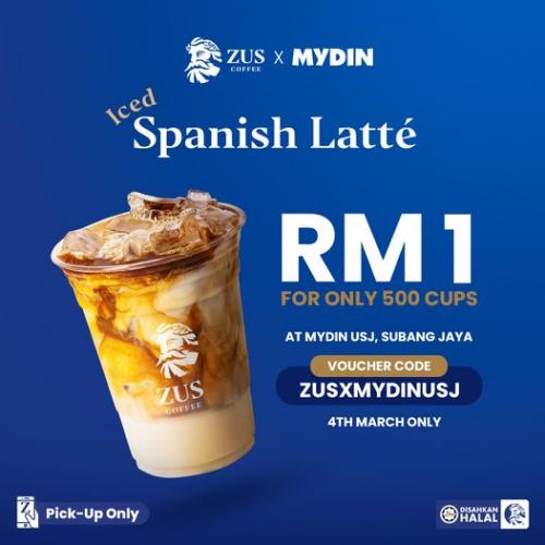 ZUS Coffee MYDIN USJ Opening Promotion Ice Spanish Latte for RM1 (4 Mar 2023)