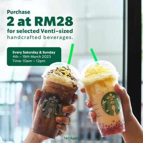 Starbucks 2 Venti Beverage for RM28 Promotion (every Saturday & Sunday)