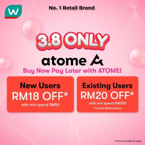 Watsons International Women's Day Sale Atome RM20 OFF Promotion (8 Mar 2023)