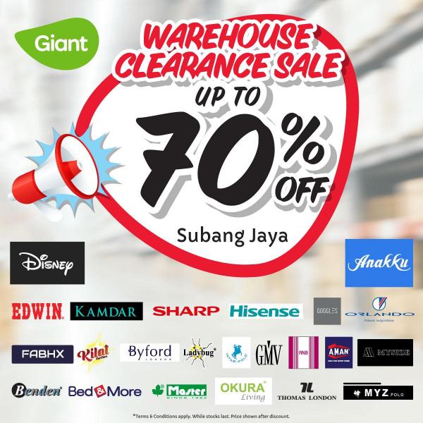 Giant Subang Jaya Warehouse Clearance Sale Up To 70% OFF