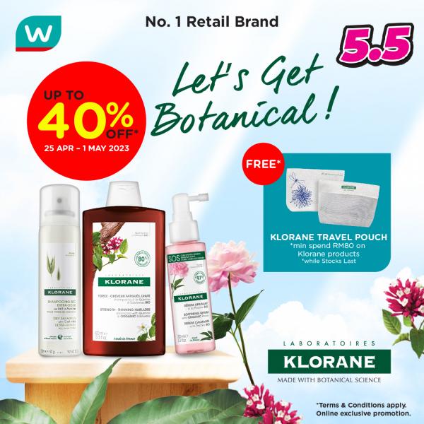 Watsons KLORANE Promotion Up To 40% OFF (25 Apr 2023 - 1 May 2023)