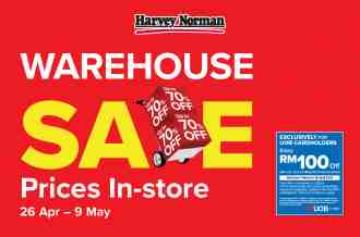 Harvey Norman Warehouse Sale Up To 70% OFF (26 April 2023 - 9 May 2023)