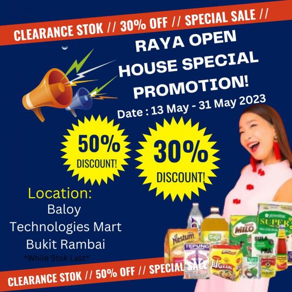 Baloy Bukit Rambai Stock Clearance Sale Discount Up To 50% (13 May 2023 - 31 May 2023)