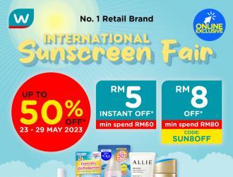 Watsons International Sunscreen Fair Sale Up To 50% OFF (23 May 2023 - 29 May 2023)