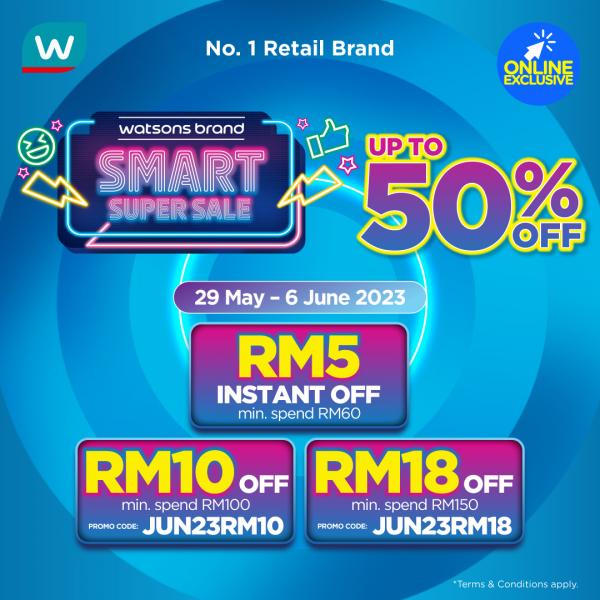 Watsons Brand Smart Super Sale Discount Up To 50% OFF (29 May 2023 - 6 Jun 2023)
