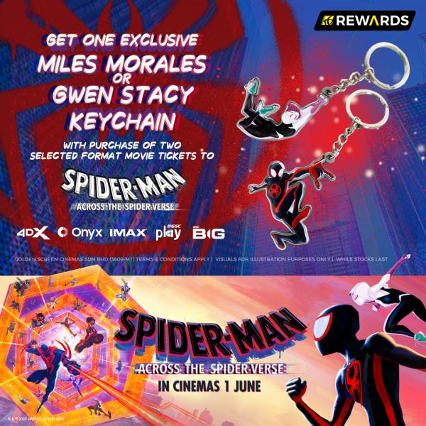 GSC FREE SpideMan Miles Morales or Gwen Stacy Keychain Promotion (1 Jun 2023 onwards)