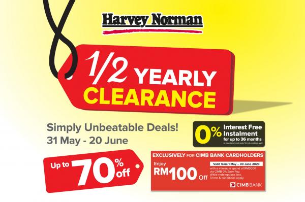 Harvey Norman 1/2 Year Clearance Sale Up To 70% OFF (31 May 2023 - 20 Jun 2023)
