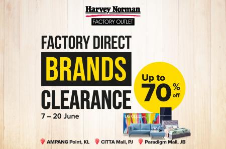 Harvey Norman Factory Outlet Brands Clearance Sale Up To 70% OFF (7 June 2023 - 20 June 2023)