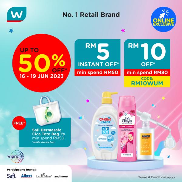 Watsons Wipro Unza Brand Day Sale Up To 50% OFF (16 Jun 2023 - 19 Jun 2023) Watsons Wipro Unza Brand Day Sale Up To 50% OFF (16 Jun 2023 - 19 Jun 2023)