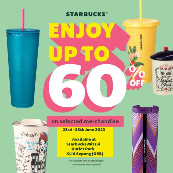 Starbucks Merchandise Sale Up To 60% OFF at Mitsui Outlet Park (23 Jun 2023 - 25 Jun 2023)