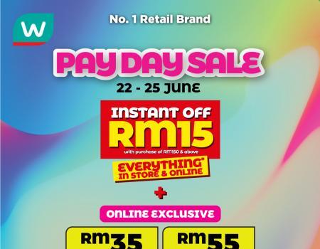 Watsons Payday Sale RM15 Instant OFF + Up To RM55 OFF Promo Code (22 June 2023 - 25 June 2023)