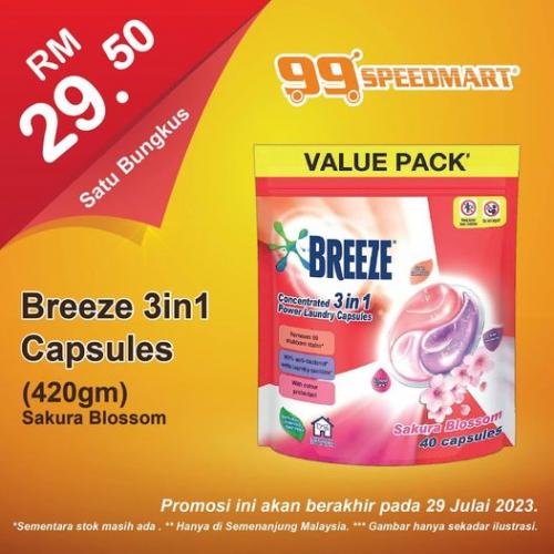 99 Speedmart Breeze 3in1 Capsules Promotion (valid until 29 Jul 2023)