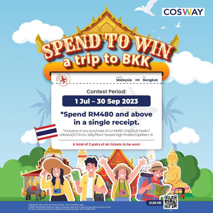 Cosway Spend To Win a Trip to Bangkok Promotion (1 Jul 2023 - 30 Sep 2023)