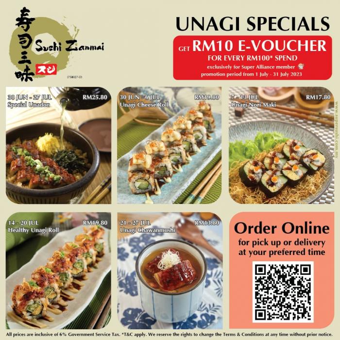 Sushi Zanmai Unagi Promotion (30 Jun 2023 - 27 Jul 2023)