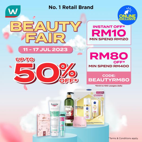 Watsons Beauty Fair Sale Up To 50% OFF (11 Jul 2023 - 17 Jul 2023)