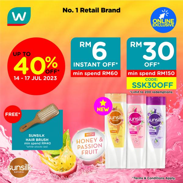 Watsons Sunsilk Promotion Up To 40% OFF (14 Jul 2023 - 17 Jul 2023) Watsons Sunsilk Promotion Up To 40% OFF (14 Jul 2023 - 17 Jul 2023)