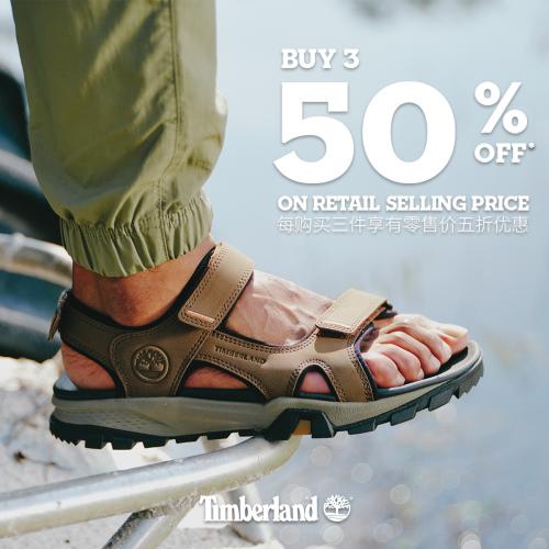Timberland Special Sale Buy 3 @ 50% OFF at Johor Premium Outlets (18 Jul 2023 onwards)