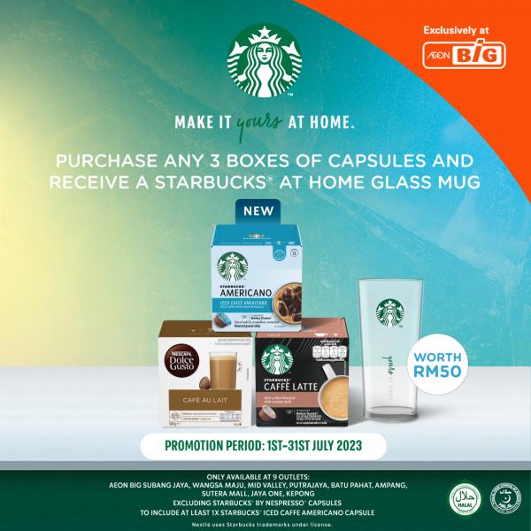 AEON BiG FREE Starbucks At Home Glass Mug Promotion (1 Jul 2023 - 31 Jul 2023)