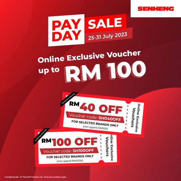 SENHENG Payday Sale Online Exclusive Voucher Up To RM100 (25 Jul 2023 - 31 Jul 2023)