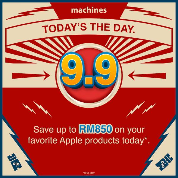 Machines Online 9.9 Sale: Save Up To RM850 on Apple Products (7 Sep 2023 - 13 Sep 2023)