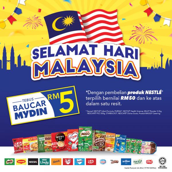 MYDIN Nestle Malaysia Day Promotion: Get RM5 MYDIN Vouchers with Every Purchase of Selected Nestle Products! (13 Sep 2023 - 10 Oct 2023)