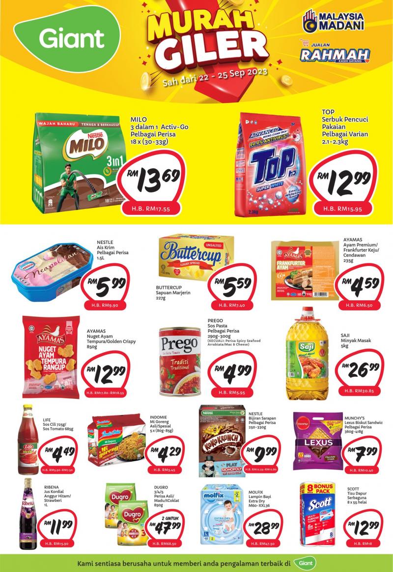 Giant Weekend Promotion: Save on Fresh Items, Groceries, and More! (22 Sep 2023 - 25 Sep 2023)