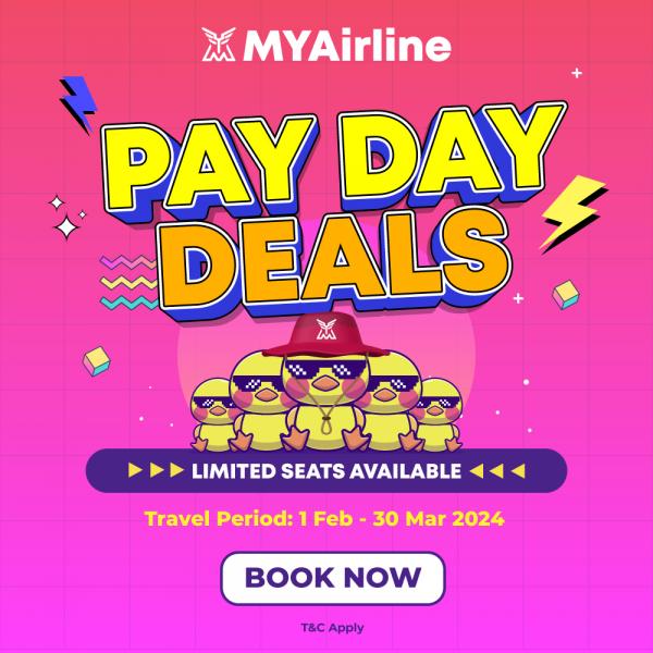 MYAirline Payday Deals Flights from RM39