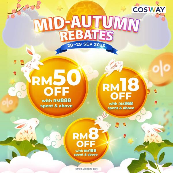 Cosway Mid-Autumn Rebates Promotion (28 Sep 2023 - 29 Sep 2023)