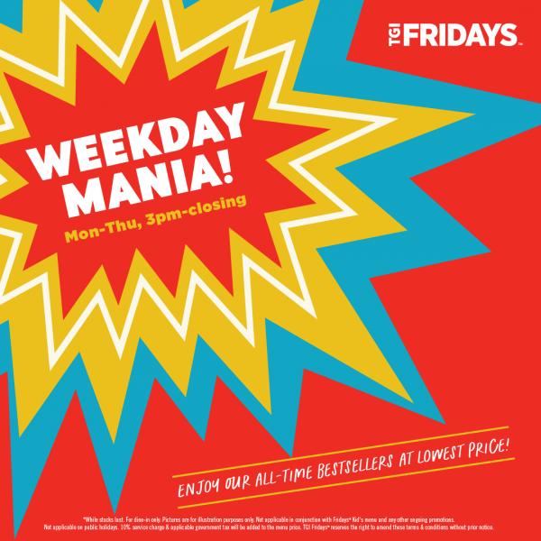 TGI Fridays October Weekly Mania Promotion Up To RM8 OFF