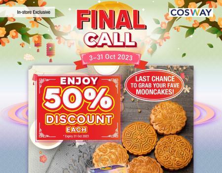 Cosway Final Call Mooncake Promotion 50% Discount (3 October 2023 - 31 October 2023)