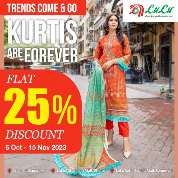 LuLu Promotion: Kurtis Flat 25% Discount (6 Oct 2023 - 15 Nov 2023)