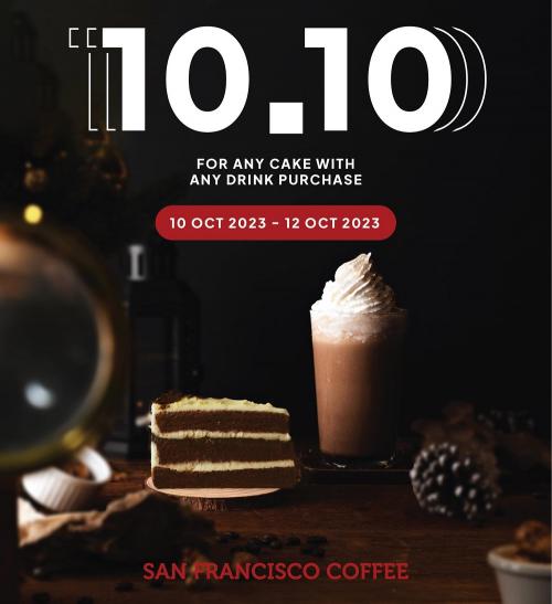 San Francisco Coffee 10.10 Sale: RM10.10 for Any Cake (10 Oct 2023 - 12 Oct 2023)