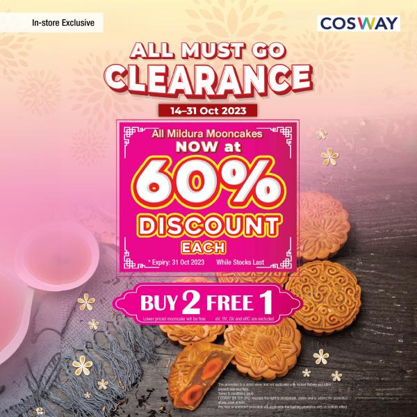 Cosway Mooncake Clearance Sale 60% OFF (14 Oct 2023 - 31 Oct 2023)