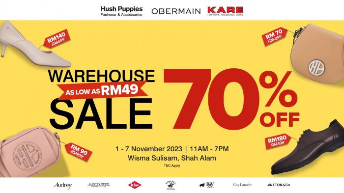 Hush Puppies Warehouse Sale: Up to 70% Off Selected Footwear, Leather Goods, and Bags (1 Nov 2023 - 7 Nov 2023)