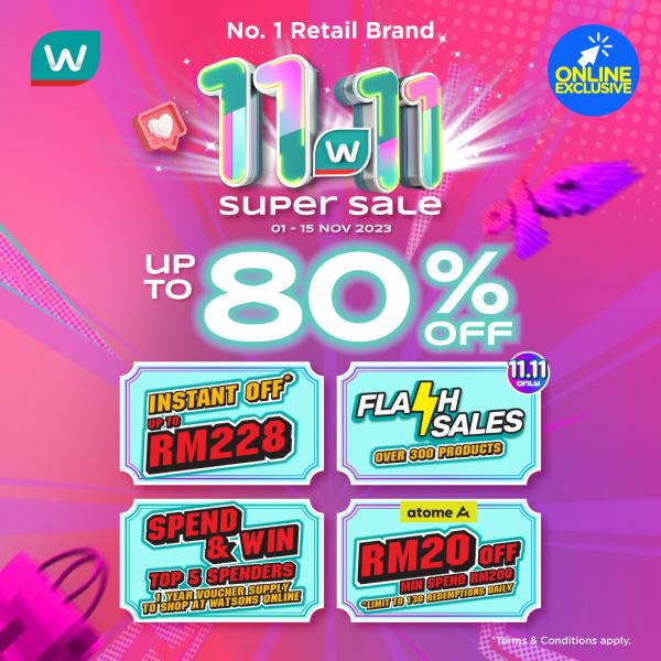 Watsons 11.11 Sale Up To 80% OFF (1 Nov 2023 - 15 Nov 2023)