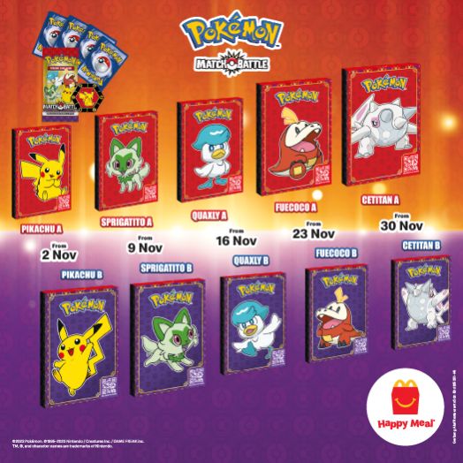McDonald's FREE Pokemon Scarlet & Violet Happy Meal Toys (2 Nov 2023 - 6 Dec 2023)