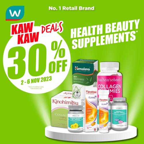 Watsons Health Beauty Supplements 30% OFF Promotion from 2 Nov 2023 until 6 Nov 2023