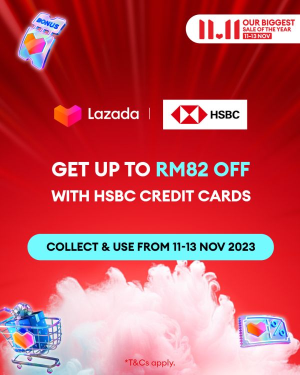 Lazada 11.11 Sale 2023: Up To RM130 OFF with RHB, AFFIN, AEON & HSBC Credit Cards from 11 Nov 2023 until 13 Nov 2023 Lazada 11.11 Sale 2023: Up To RM130 OFF with RHB, AFFIN, AEON & HSBC Credit Cards from 11 Nov 2023 until 13 Nov 2023