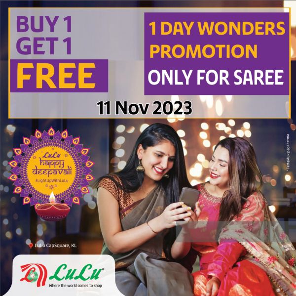 LuLu Capsquare KL Buy 1 Get 1 FREE Saree Promotion on 11 Nov 2023 LuLu Capsquare KL Buy 1 Get 1 FREE Saree Promotion on 11 Nov 2023