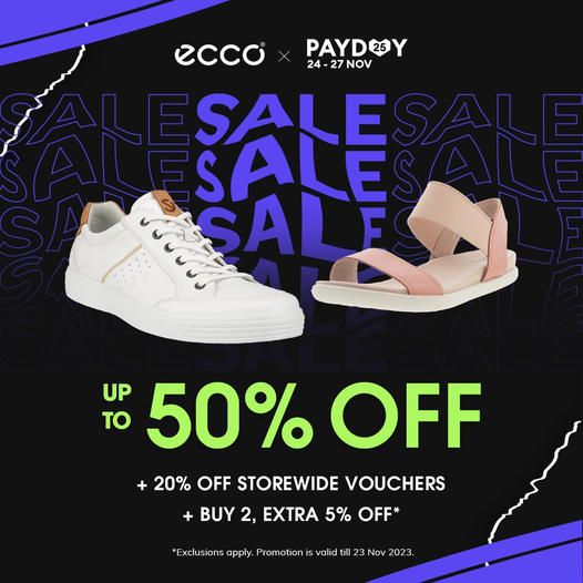 24-27 Nov 2023: ECCO Lazada Payday Sale: Up To 50% OFF + 20% OFF Storewide Voucher 24-27 Nov 2023: ECCO Lazada Payday Sale: Up To 50% OFF + 20% OFF Storewide Voucher