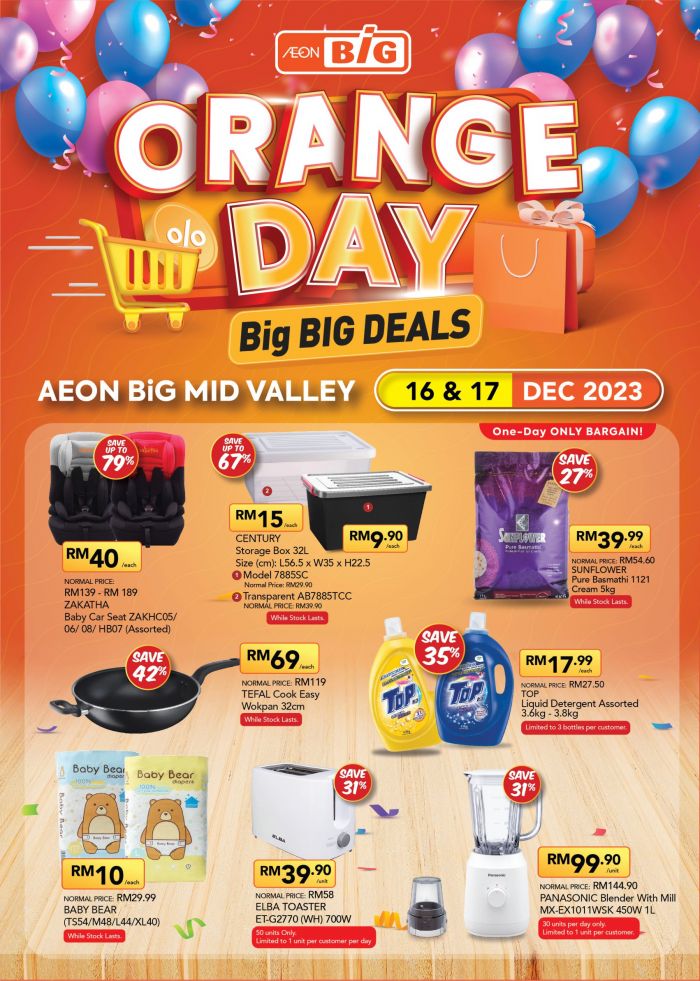 AEON BiG Mid Valley Orange Day Sale (16 Dec 2023 - 17 Dec 2023) AEON BiG Mid Valley Orange Day Sale (16 Dec 2023 - 17 Dec 2023)