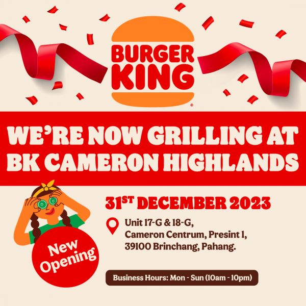 Burger King Cameron Highlands Grand Opening: FREE Burger & Nuggets Extravaganza (31 Dec 2023 - 6 Jan 2024) Burger King Cameron Highlands Grand Opening: FREE Burger & Nuggets Extravaganza (31 Dec 2023 - 6 Jan 2024)