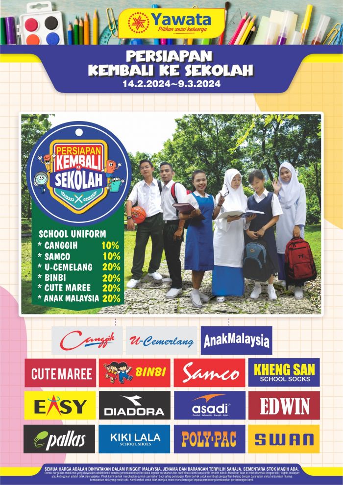 Pasaraya Yawata Back To School Promotion (14 Feb 2024 - 9 Mar 2024) Pasaraya Yawata Back To School Promotion (14 Feb 2024 - 9 Mar 2024)